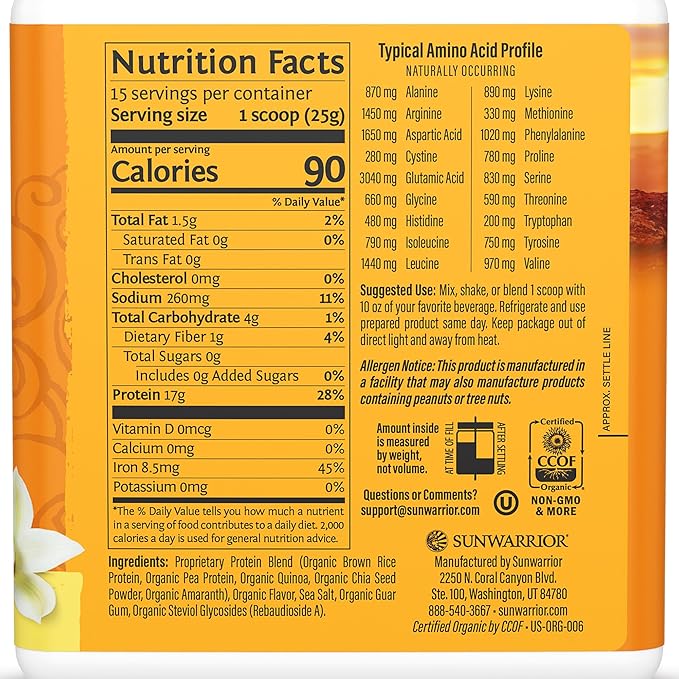 Vegan Organic Protein Powder Plant-Based | 5 Superfood Quinoa Chia Seed Soy Free Dairy Free Gluten