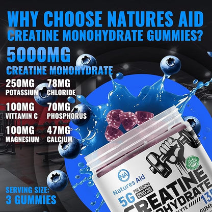 Creatine Monohydrate Gummies (5g) – Pre-Workout Energy & Muscle Growth Support for Men & Women |