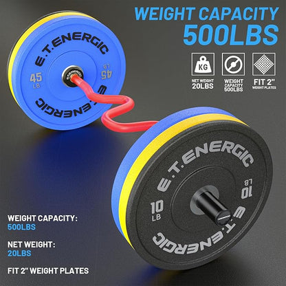 47" Olympic EZ Curl Bar 500-lbs Capacity Steel Barbell Suitable for 2" Weight Plates, 2-Inch Curl