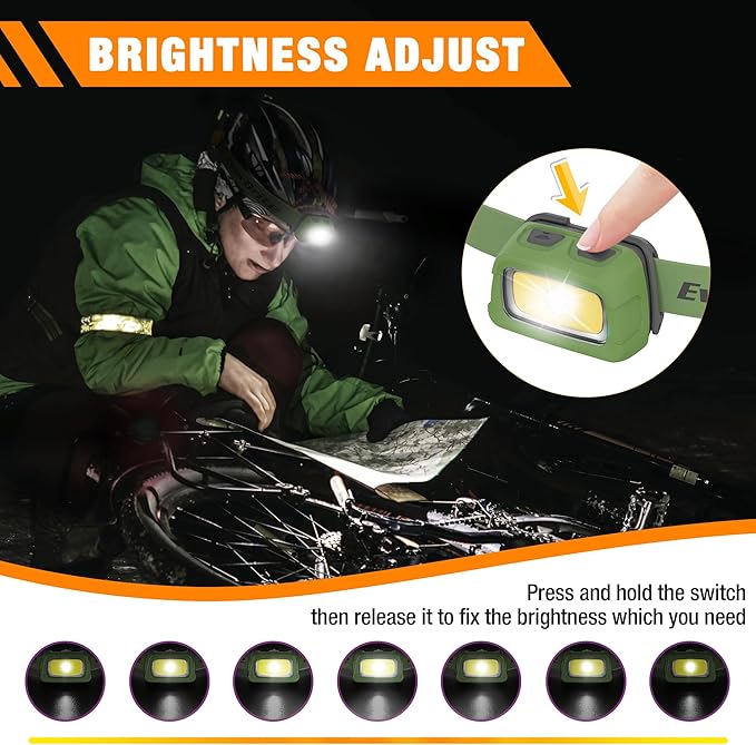 EverBrite Rechargeable Headlamp, 350 Lumens Headlamp with Red Light and Memory Function, 7 Modes