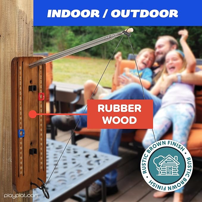 Play Platoon Hook and Ring Toss Bar Game for Adults - Wood Toss Ring Game for Adults - Perfect