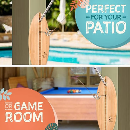 Tiki Toss Ring Toss Game for Adults & Kids - Hook and Ring Games with String and Hooks for