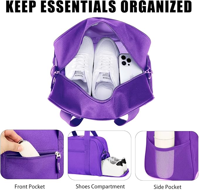 SeaRock 14 inch Small Gym Bag for Women & Men - Mini Duffle Bag Weekender & Overnight with Shoe