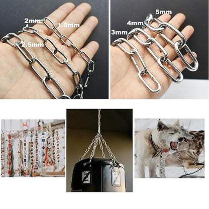 3/16 inch(5mm) Wire Diameter Stainless Steel Safety Chains 40 inch Long Link Rings Light Duty Coil