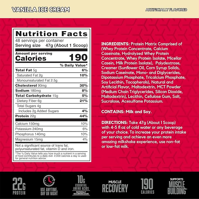 BSN SYNTHA-6 Whey Protein Powder, Micellar Casein, Milk Protein Isolate Powder, Vanilla Ice Cream