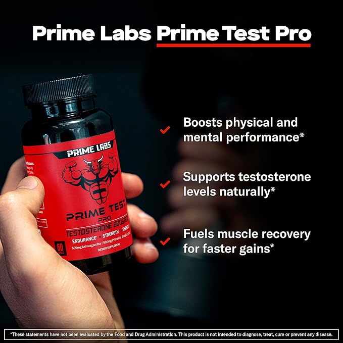 Prime Labs Prime Test Pro - Testosterone Supplement for Men - Test, Vitality, & Energy Booster