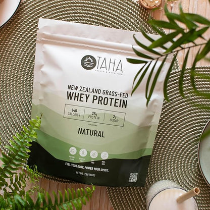 Taha Health & Nutrition Natural Unflavored Whey Protein Concentrate Powder, 25g Protein, 140