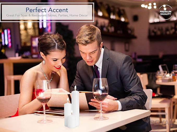 Royal Imports Pillar Candles White Unscented Premium Wax, 60 Hours Burning for Wedding, Spa, Party