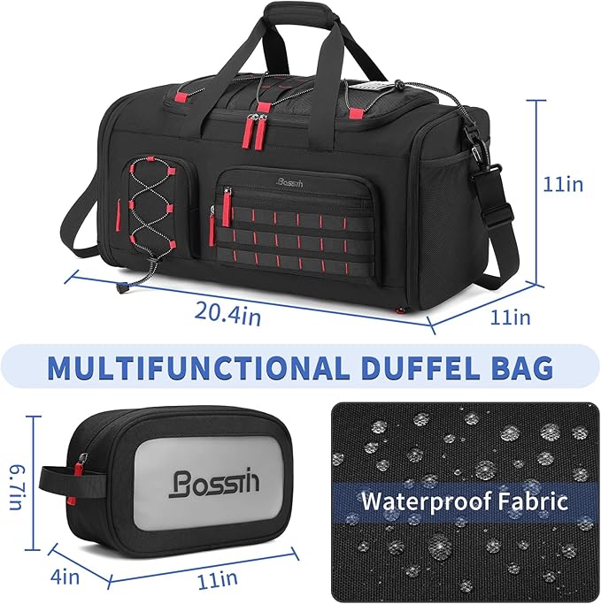 Bosstin Gym Bag for Men & Women, 45L Travel Duffle Sports Duffel Bag Gym Weekender Overnight
