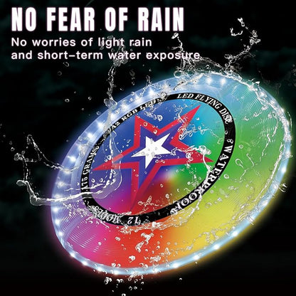 LED Flying Disc with Millions of Colors, 42 LEDs, 175g, 12 Lighting Modes, Rechargeable &