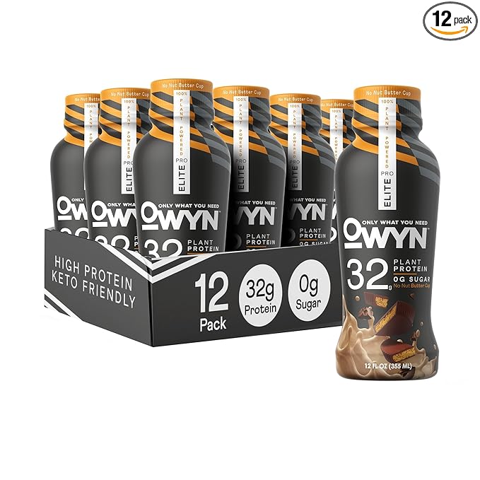 OWYN Only What You Need Pro Elite Vegan Plant Based High Protein Keto Shake, No Nut Butter Cup