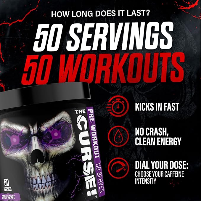 JNX SPORTS The Curse! Pre Workout Powder for Men & Women, Caffeine, Beta-Alanine, Creatine