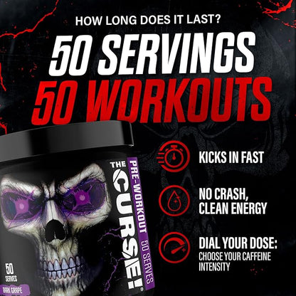 JNX SPORTS The Curse! Pre Workout Powder for Men & Women, Caffeine, Beta-Alanine, Creatine