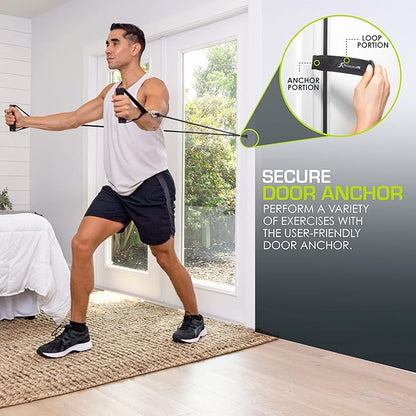 ProsourceFit Single Stackable Resistance Bands with Door Anchor and Exercise Guide, 5-8 LB, Heavy