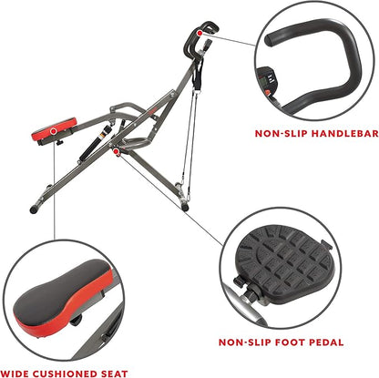 Sunny Health & Fitness Row-N-Ride PRO, Full Body Combo Squat Machine w/Optional Resistance Band