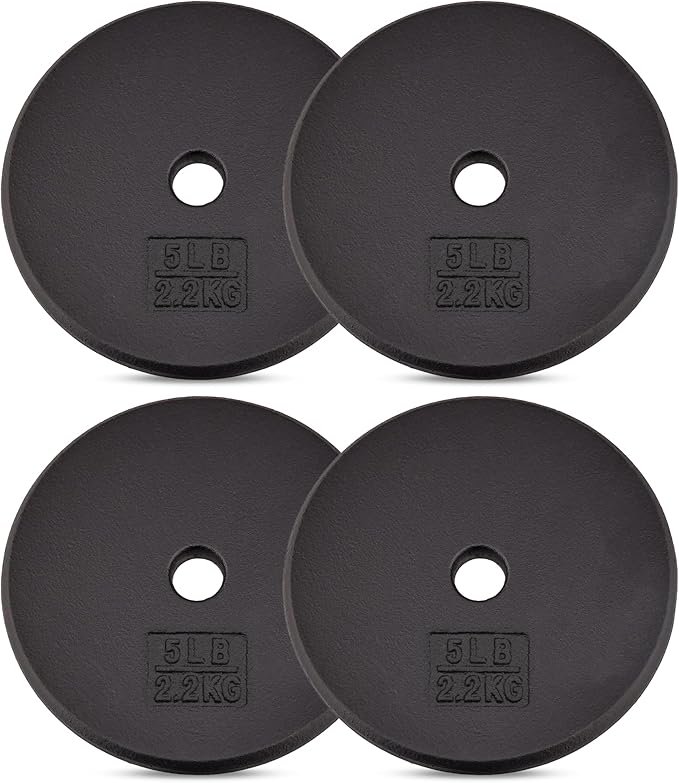 Yes4All Standard 1" Cast Iron Weight Plate - Ideal for Strength Training - Multiple Weight: 5LB to