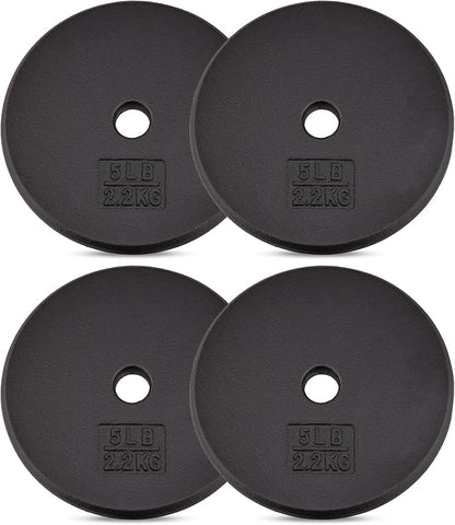 Yes4All Standard 1" Cast Iron Weight Plate - Ideal for Strength Training - Multiple Weight: 5LB to