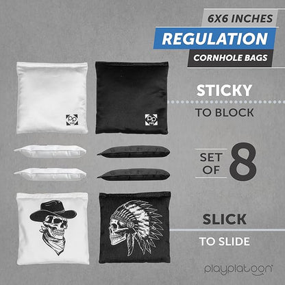 Professional Cornhole Bags - Set of 8 Regulation All Weather Double Sided - Sticky Side/Slick Side