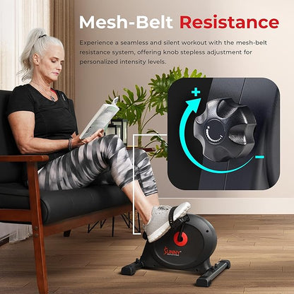 Sunny Health & Fitness Smart Under-Desk Bike Exerciser, Low-Impact Cardio Cycling Equipment for