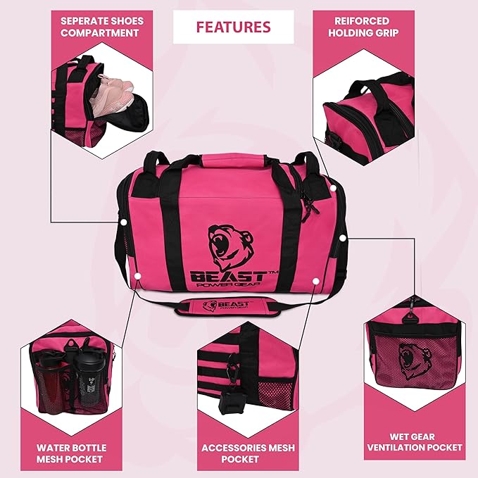 Gym Duffle Bag- Workout, Boxing, MMA, Sports Bag with Shoes Compartment and Adjustable Shoulder