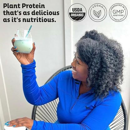 KOS Plant Based Protein Powder, Blueberry Muffin - Organic Pea Protein Superfood with Spirulina and