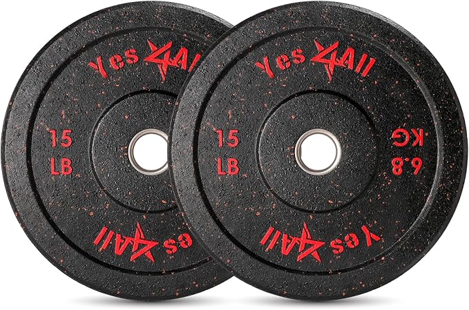 Yes4All 2" Bumper Plate, 10-190 LB Olympic Rubber Weight Plate with Steel Hub for WeightLifting