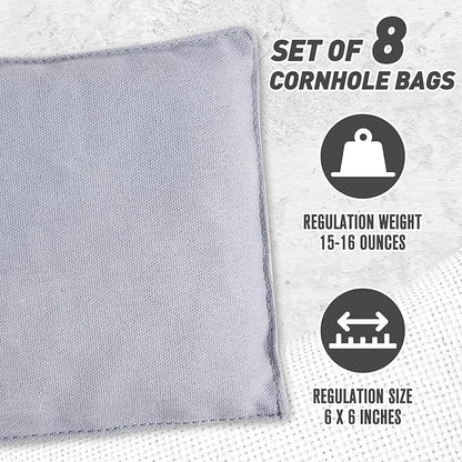 Cornhole Bags Set of 8 Regulation Corn Hole Bean Bags for Cornhole Game, Professional Weather