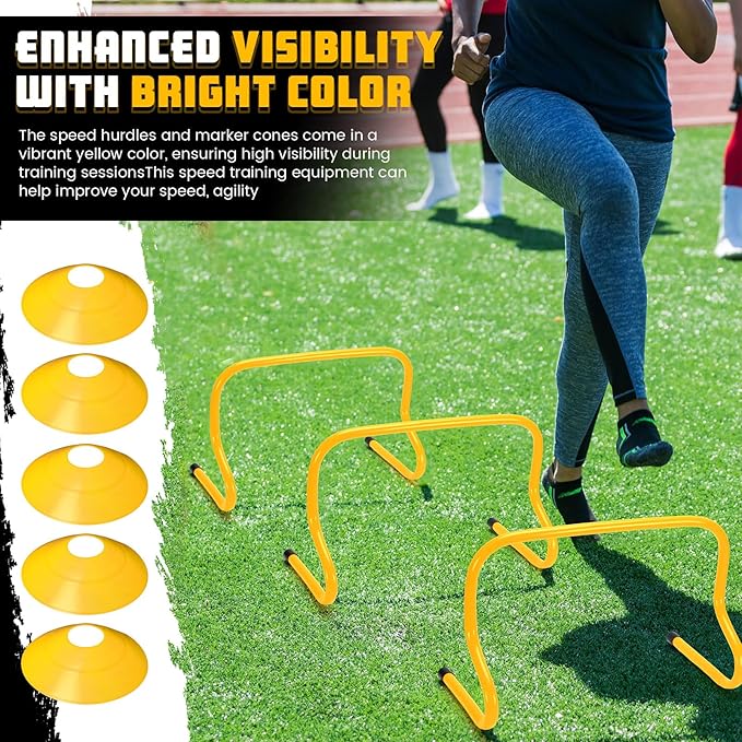 12 Pcs 12 Inch Agility Hurdles Training Equipment Agility Hurdles and Marker Cone Set Disc Cones