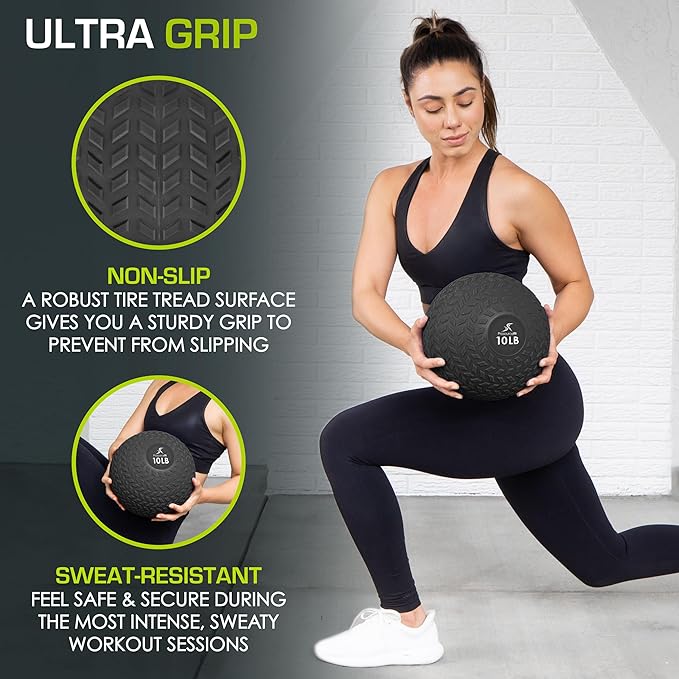 ProsourceFit Slam Medicine Balls 5, 10, 15, 20, 25, 30, 50lbs Smooth and Tread Textured Grip Dead