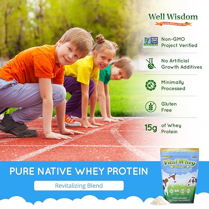 Grass-Fed Whey Protein Powder for Immune Vitality, Natural Cocoa 2.5lbs (56 Servings), 15g Protein