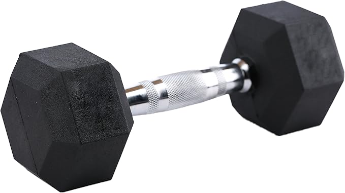 Rubber Coated Dumbbells - No Roll Design Easy-Grip Steel Knurled Handle, Weights Dumbbells Set for