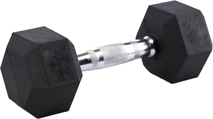 Rubber Coated Dumbbells - No Roll Design Easy-Grip Steel Knurled Handle, Weights Dumbbells Set for