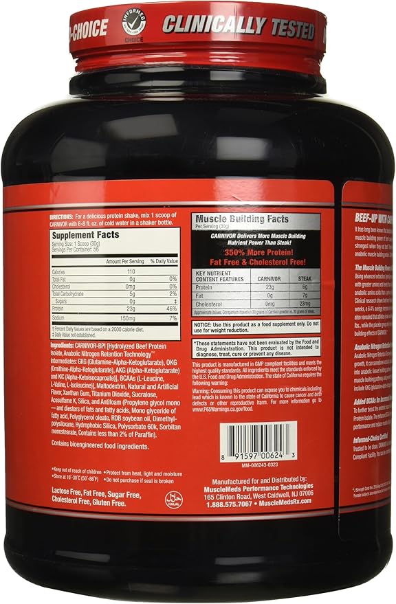MuscleMeds Carnivor Beef Protein Isolate, 0 Lactose, 0 Sugar, 0 Fat, 0 Cholesterol, Cinnamon Toast