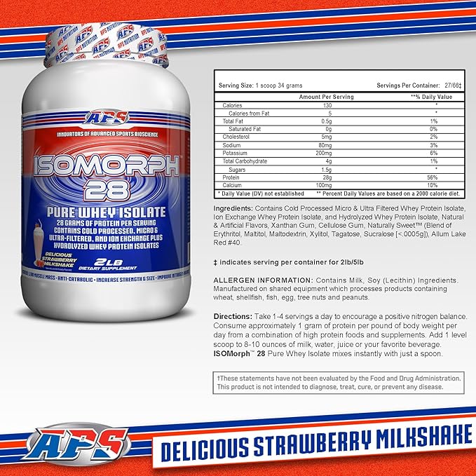 APS Nutrition IsoMorph 28 Protein Powder | Pure Whey Isolate | Cold Pressed, Ultra- Filtered, & Ion