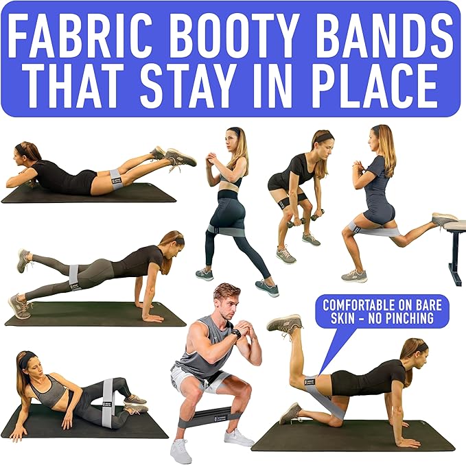 Resistance Bands for Working Out with Workout Bands Guide. 4 Booty Bands for Women Men Fabric