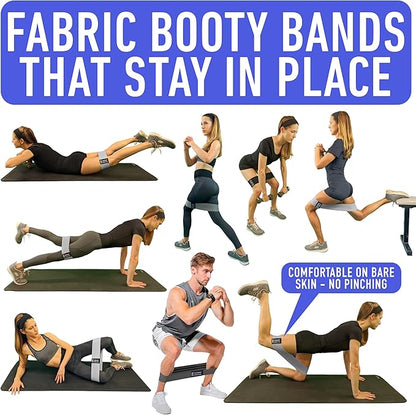 Resistance Bands for Working Out with Workout Bands Guide. 4 Booty Bands for Women Men Fabric