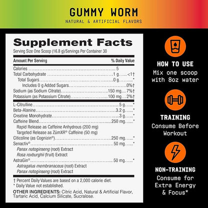 BEYOND RAW LIT V2 Clinical Strength Pre Workout Powder, Hits Harder, Bigger Pumps, Caffeine
