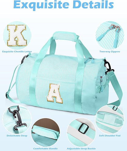 Party Favors for Teenager, Girl Gym Bag, Kids Initial Overnight Duffel Bags with Shoe Compartment