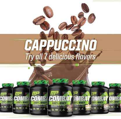 MusclePharm Combat 100% Whey Protein Powder, Cappuccino Flavor, Fast Recovery & Muscle Gain with