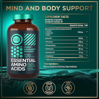 Essential Amino Acids Supplement ??3,000mg Leucine, Lysine, Isoleucine, Tryptophan Complete Complex