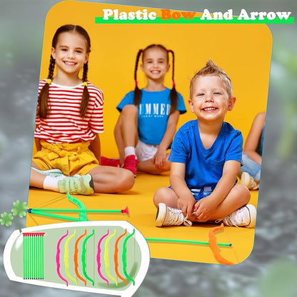 60 Pack Kids Bow and Arrow Sets Mini Bow and Toy Arrow Small Archery Bow Shooter for Kids Sports