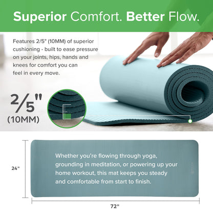 Gaiam Essentials Thick Yoga Mat with Easy-Cinch Strap (Balsam, 10mm)