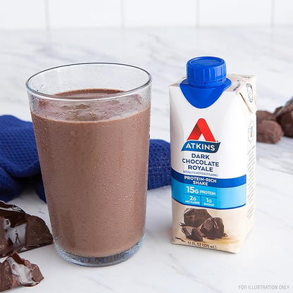 Atkins Dark Chocolate Royale Protein Shake, High Protein Shakes, Low Glycemic, Low Carb and Low