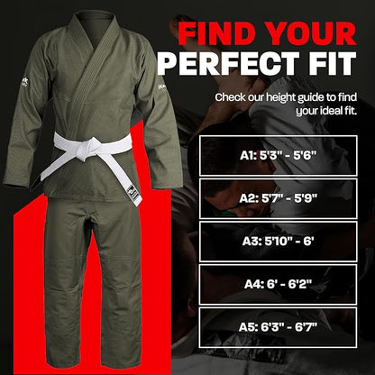 Hawk Sports Brazilian Jiu Jitsu Gi for Men and Women with Jacket, Pants, and White Belt for Martial