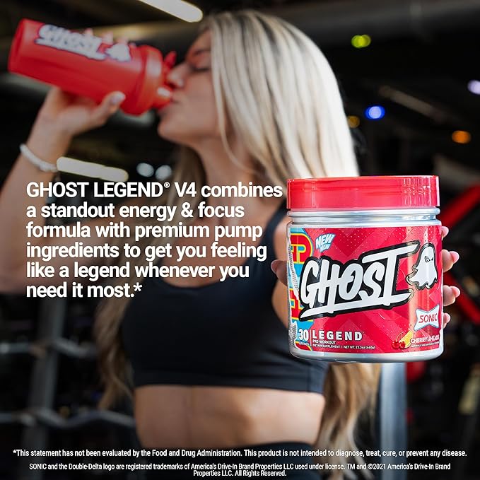 GHOST Legend Pre-Workout Powder, Sonic Cherry Limeade - 30 Servings ??Pre-Workout for Men & Women
