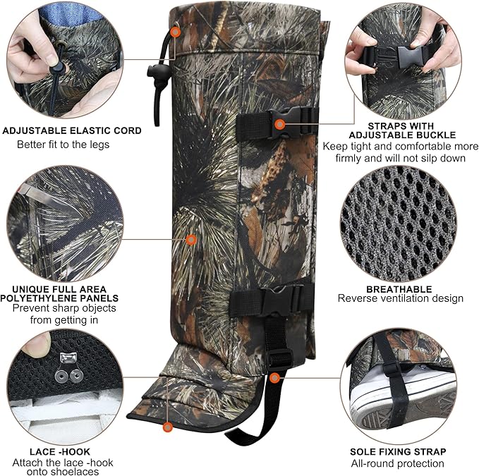 Snake Gaiters Leg Guards, Waterproof Snake Guards, Adjustable Snake Bite Protection for Lower Legs