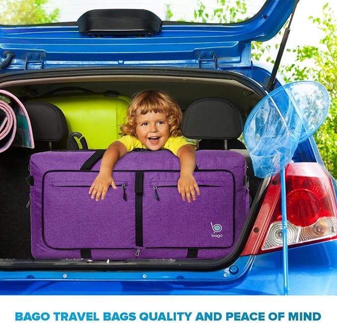 Bago Large Foldable Duffel Bags for Traveling Women & Men - 100L Packable Duffle Bag for Travel