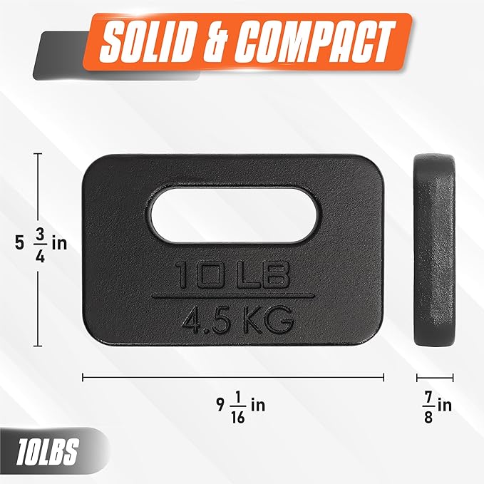 Yes4All Ruck Weight Plate, Cast Iron Rucking Plates with Wide Grip for Swings, Squat, Strength