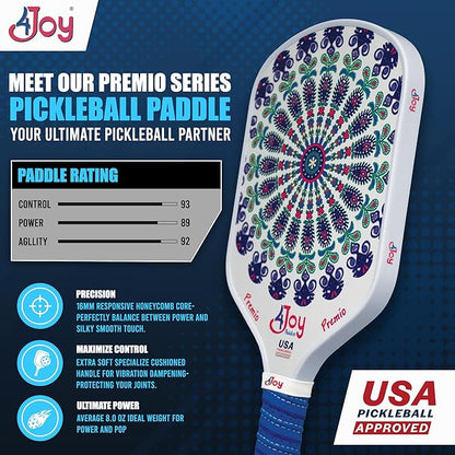 4Joy Pickleball Paddle Premio Series - Thermoformed Premium T700 Carbon Fiber Pickleball Paddless