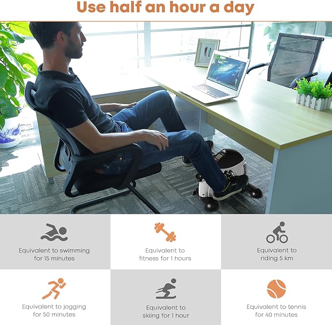 Mini Exercise Bike, AGM Under Desk Bike Pedal Exerciser Foot Cycle Arm & Leg Pedal Exerciser with